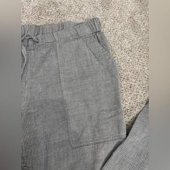 Prana Soledad Striped Pebble Grey Lightweight Pull On Drawstring Pants Large - Picture 9 of 11